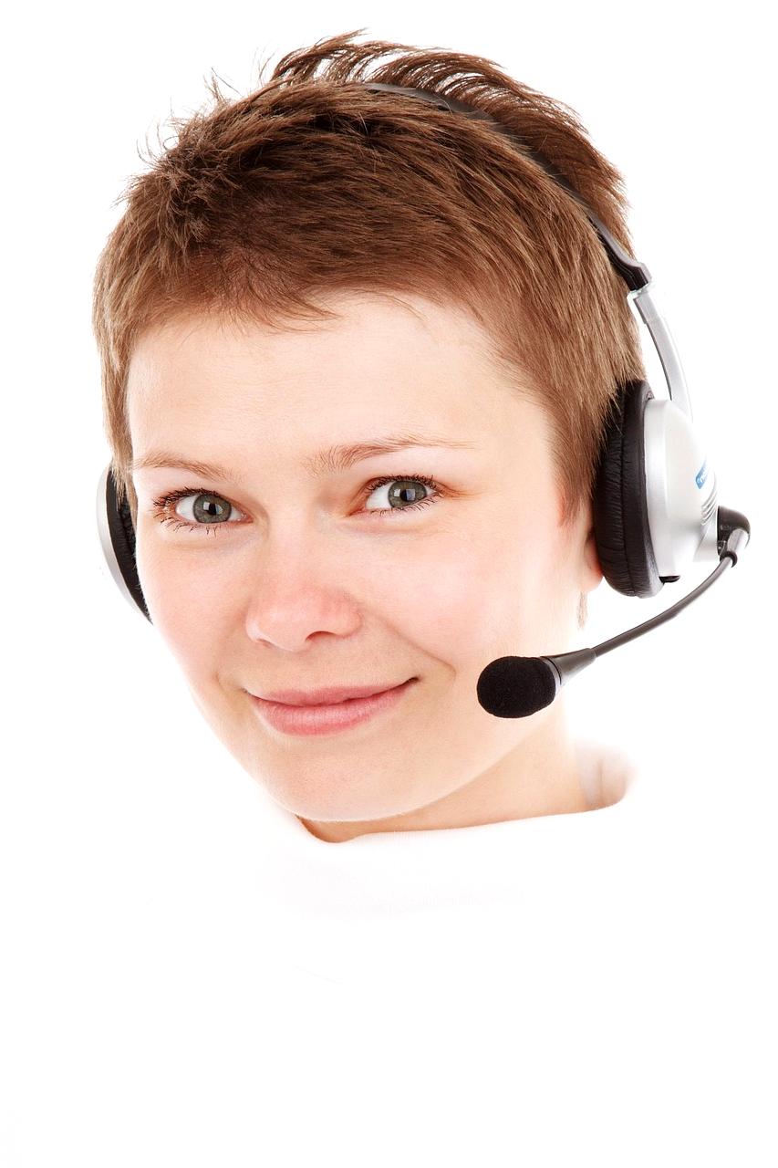 Customer support agent with headset ready to help